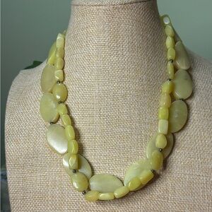 925 Sterling & Elegant Yellow Agate Beaded Necklace